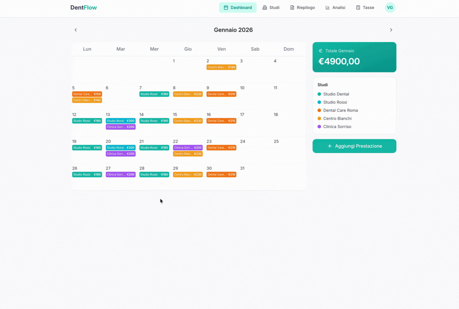 DentFlow funzionamento Anteprima della creazione studio su DentFlow con selezione modalità di pagamento